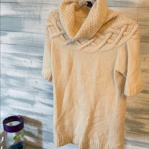 Theory Cashmere Wool Mohair Cowl Neck Cable Knit Sweater Women’s Medium Ivory
